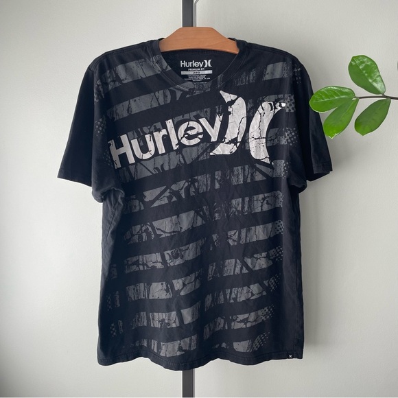 Hurley Organic Cotton Graphic Mens Tee Tshirt Black Size Large - Picture 1 of 6